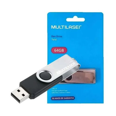 PEN DRIVE MULTILASER PD590 TWIST 64GB USB 2.0