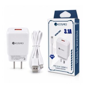 CARGADOR CELULAR KOSMO 3.1A TURBO TIPO C