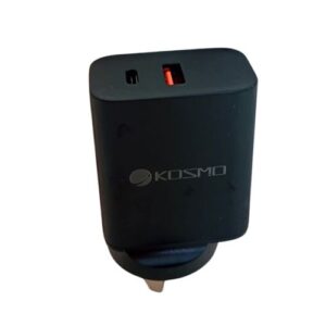 CARGADOR CELULAR KOSMO USB + C 65W ULTRA NEGRO