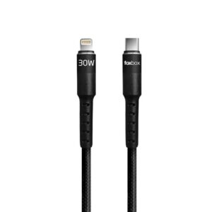 CABLE FOXBOX ROUND PRO LIGHTNING A TIPO C NEGRO 2M