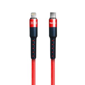 CABLE FOXBOX ROUND PRO LIGHTNING A TIPO C ROJO