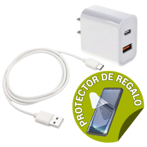 PACK CARGADOR TURBO POWER + PROTECTOR DE REGALO