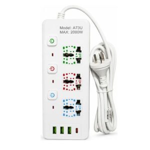 ZAPATILLA 3 BOCAS + 3 USB + 1 TIPO C + INTERRUPTOR
